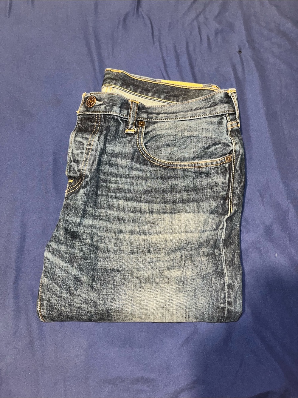 Abercrombie & Fitch Boot Cut Faded Blue Denim Jeans Men’s Size 36x32 Excellent